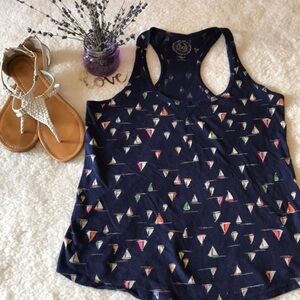 SO Sailboat Print Racerback Tank Top